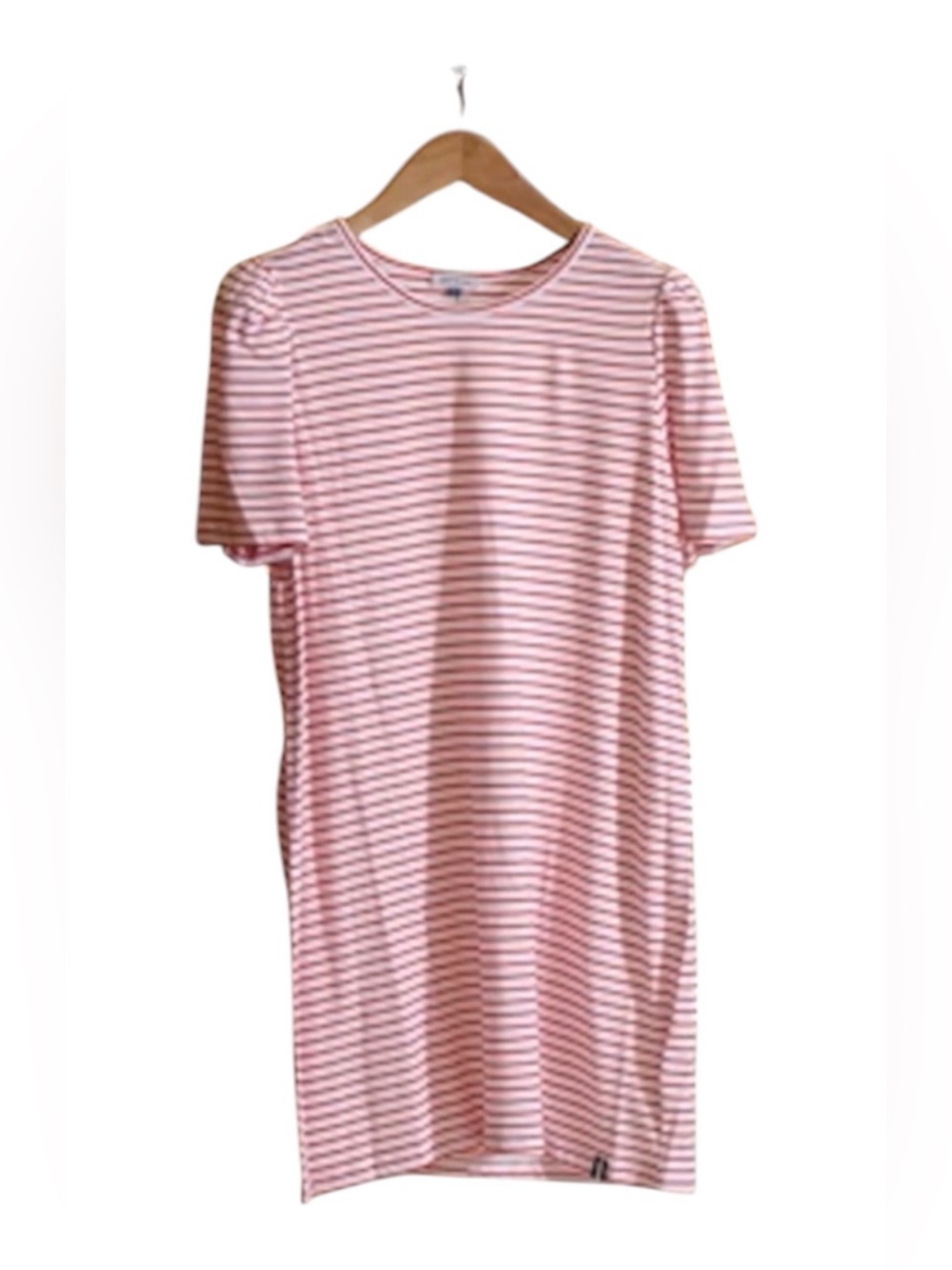 croft & barrow Red and White Striped Puff Sleeve Mini Dress